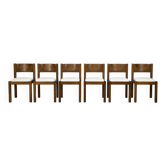 6 chaises brutalistes en chêne, 1970