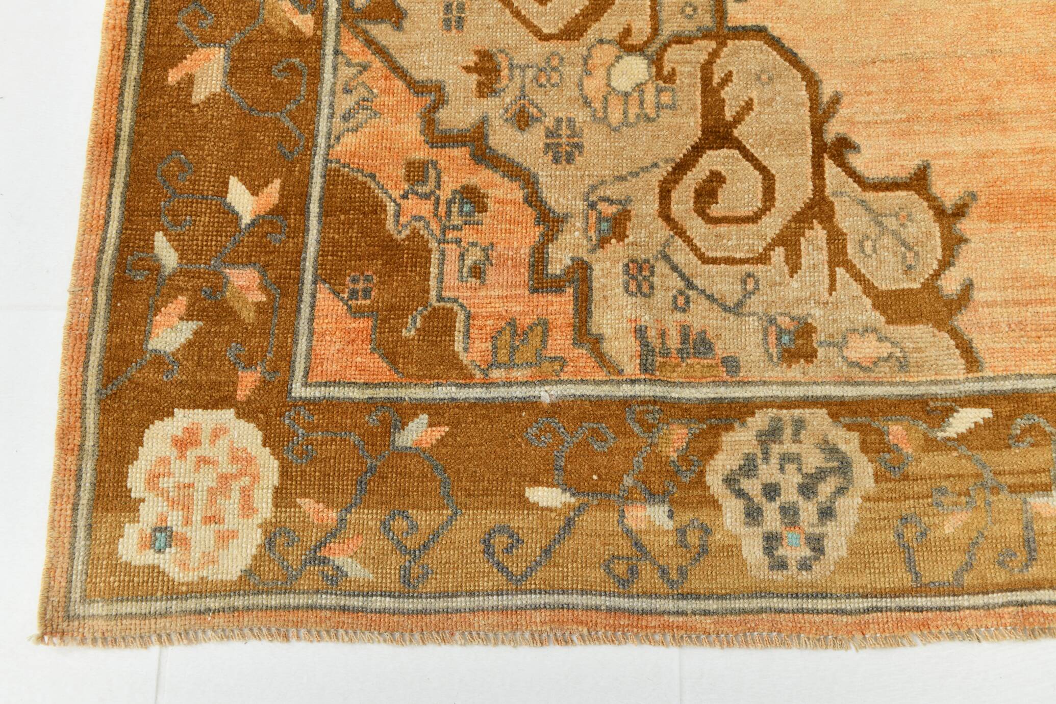 7x10 Peach & Brown Classic Persian Rug, 204x313Cm