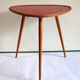 60s wood and rattan tripod coffee table
