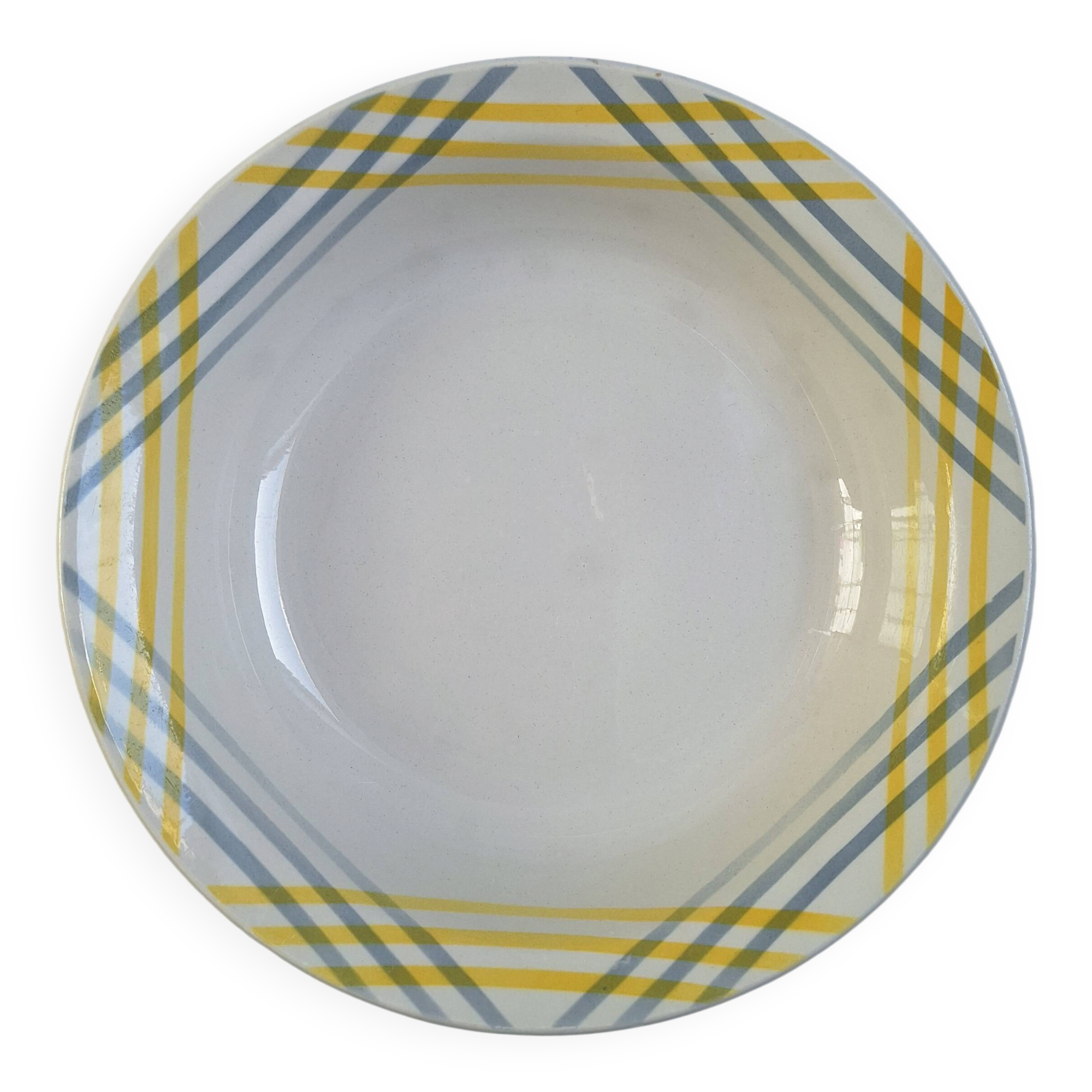 Shallow dish Moulin des Loups yellow and grey