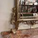 Important console table with a curved shape + Louis XV style mirror in gilded and silvered wood.