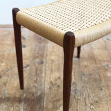 Danish midcentury walnut stool, model 80A by Niels O. Møller with papercord seat