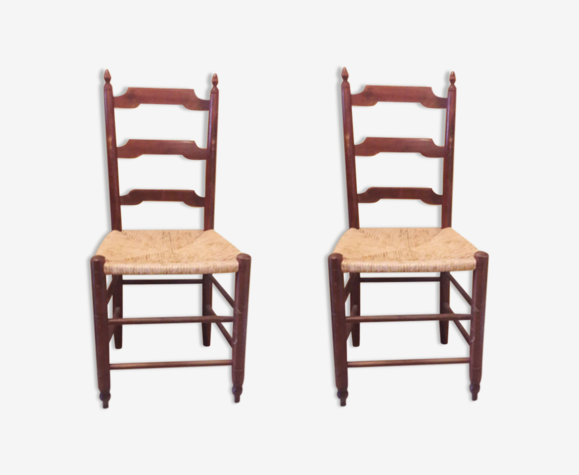 2 chaises bois et paille