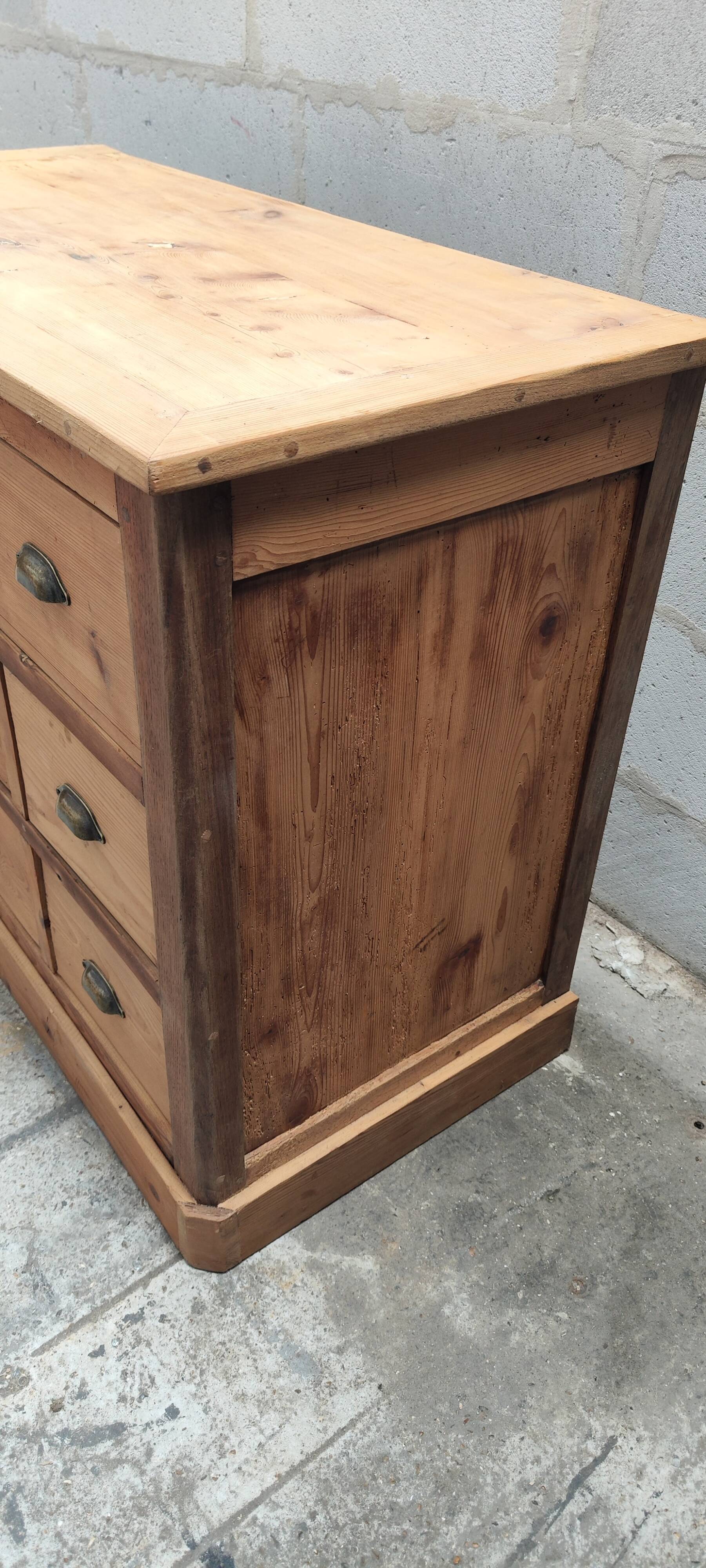 Commercial furniture with nine solid pine and oak drawers