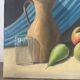 Still life with blue veil, oil on canvas signed