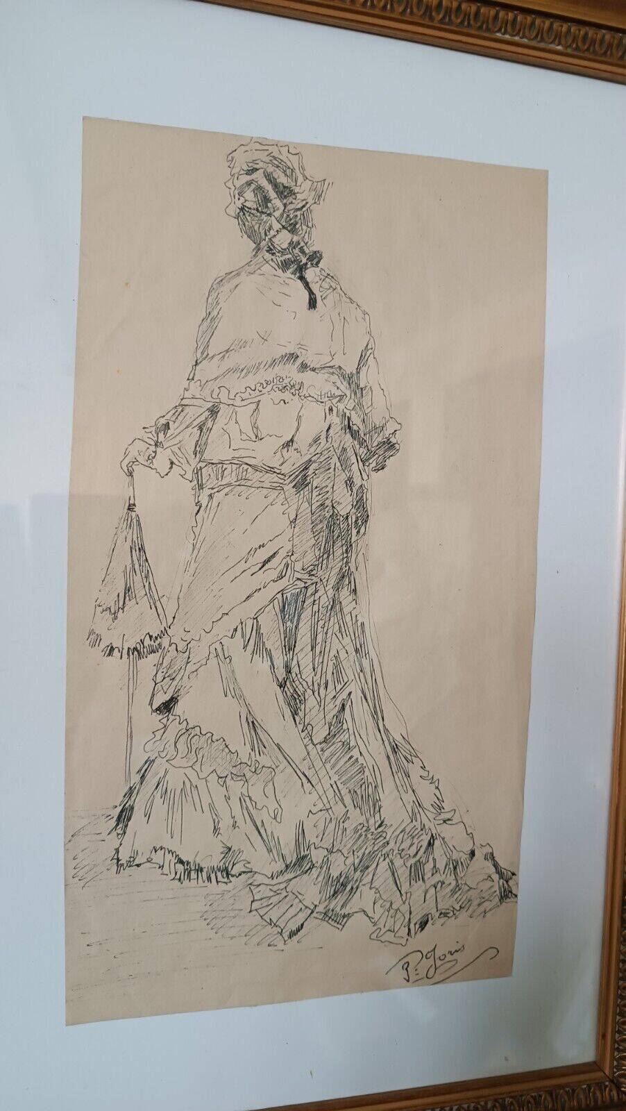 Ink painting on paper Pio Joris (Rome, June 8, 1843 – Rome, March 6, 1921)
