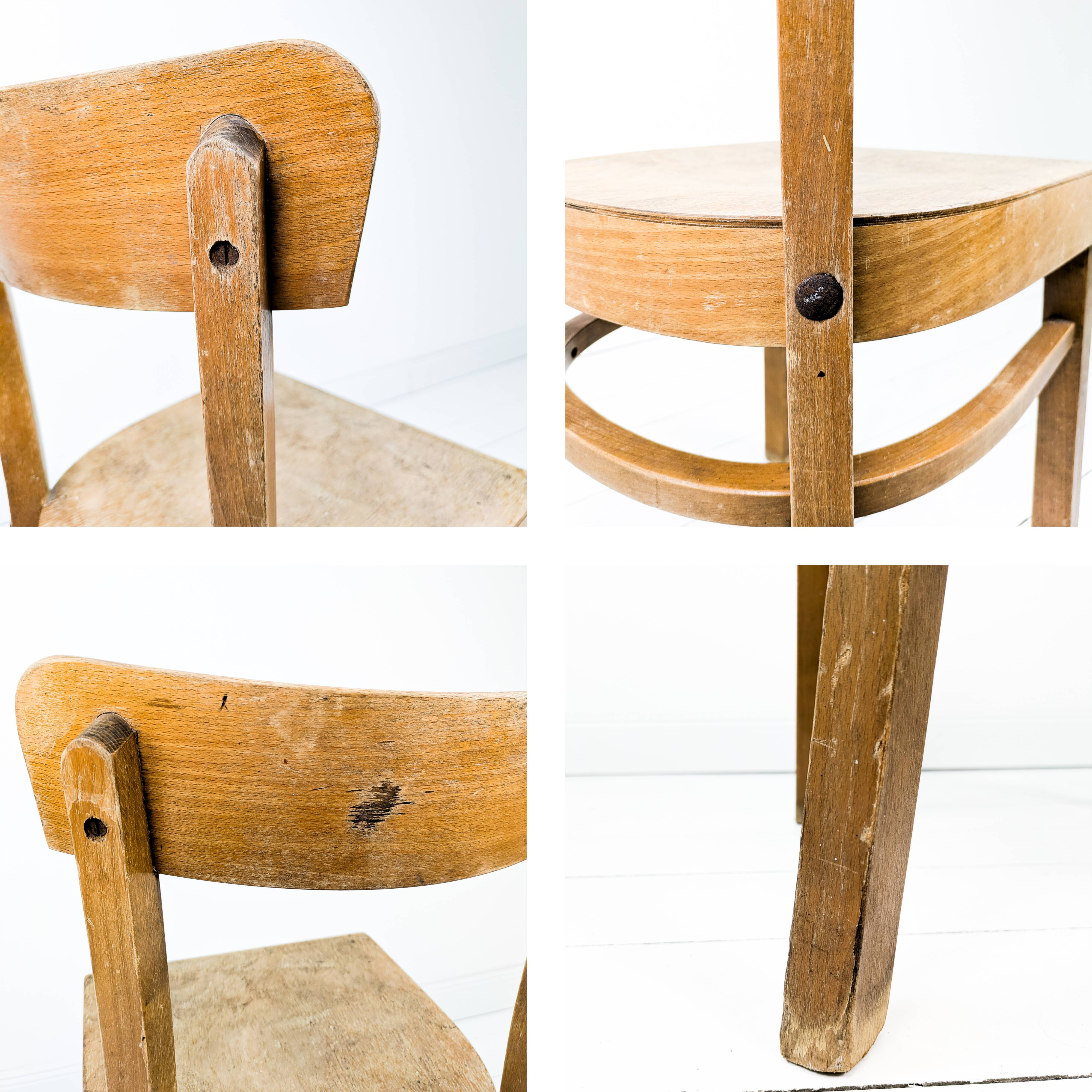 Chaise vintage Frankfurter en bois massif Mid-Century design classique pour