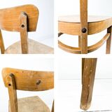 Chaise vintage Frankfurter en bois massif Mid-Century design classique pour