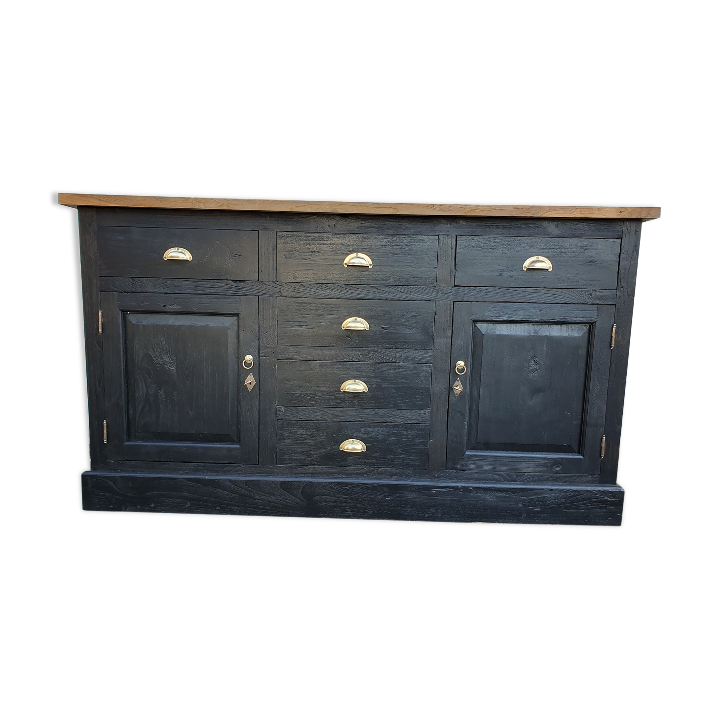 Industrial furniture craft six drawers two black doors