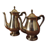 Set of 2 silver metal pourers punched and numbered