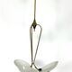 Vintage Italian brass and curved glass chandelier from 1950s