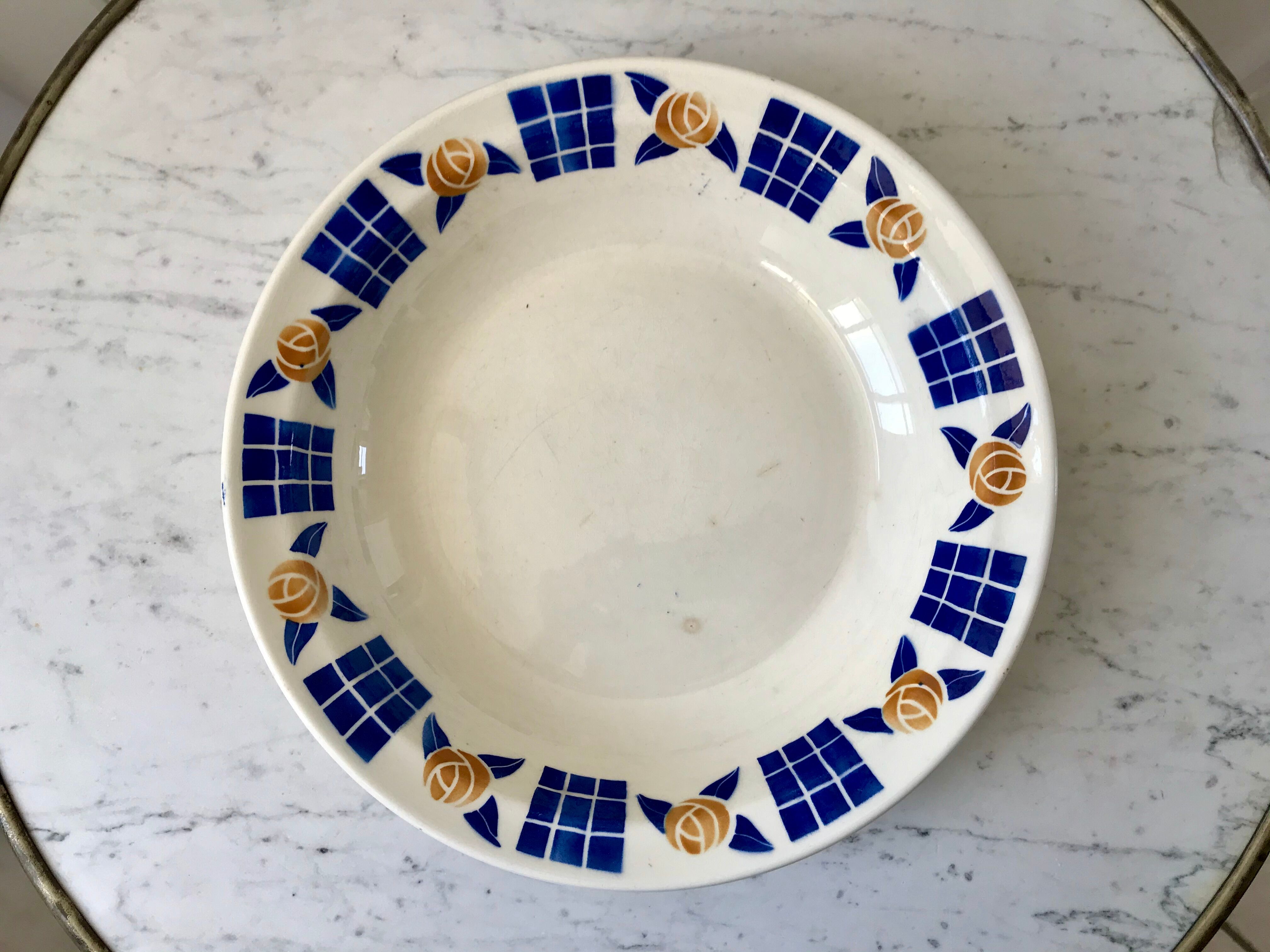 Hollow dish / salad bowl badonviller with geometric patterns 30s