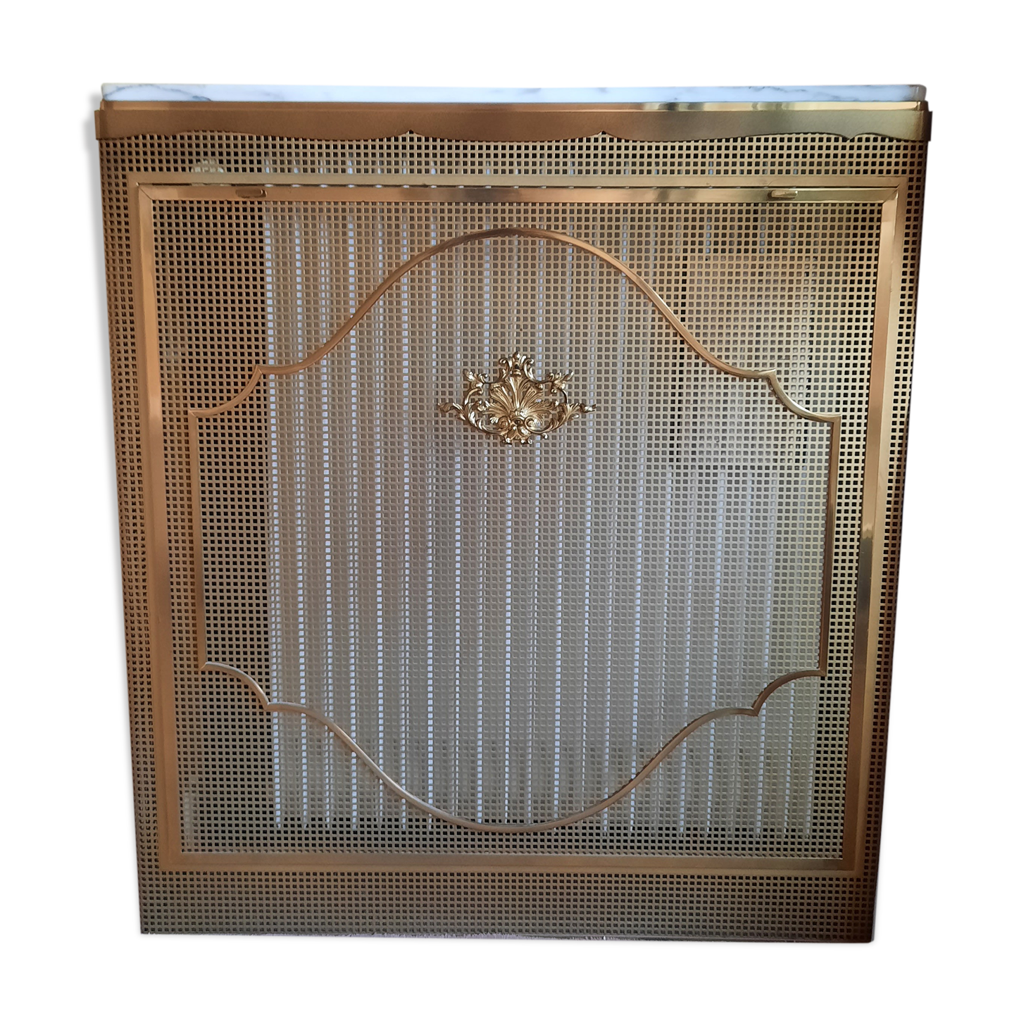 Marble and brass radiator cover