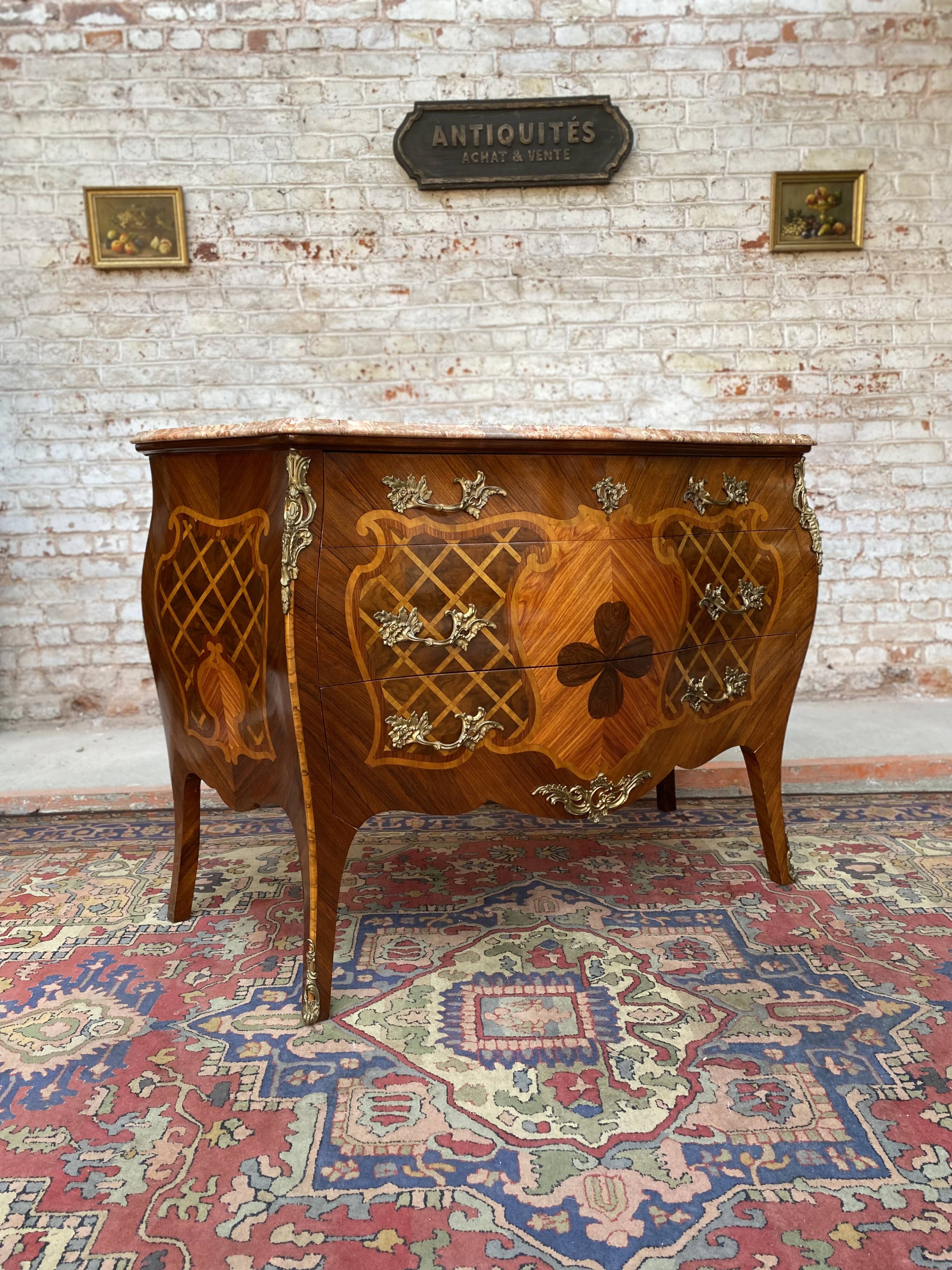 Chest of drawers stamped in marquetry Louis XV style