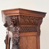 Antique Neo-Renaissance Oak Bookcase with Figural Carvings, 1870