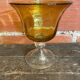Empty Fruit Bowl Pocket Vase Transparent & Amber Vintage #D756