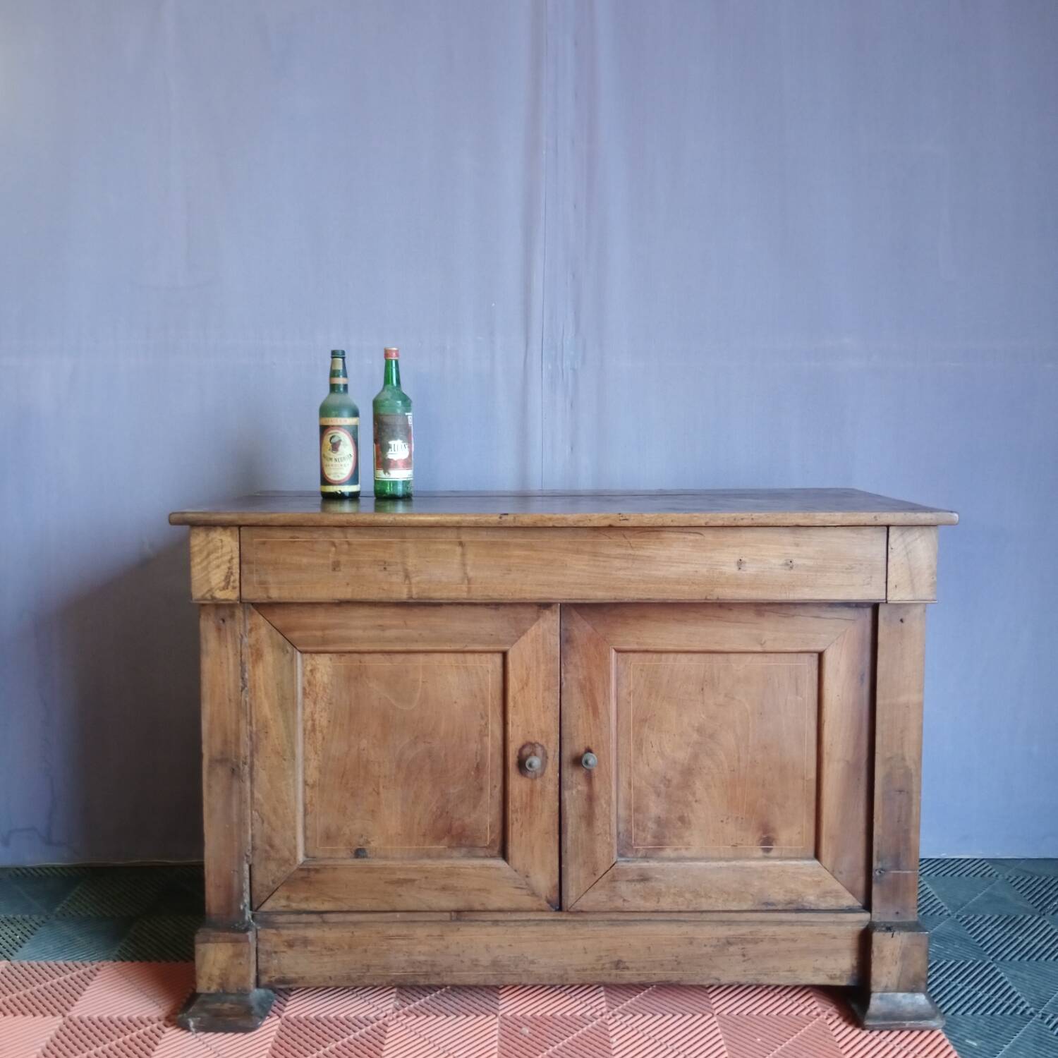 Two-door sideboard, walnut sideboard, antique sideboard.