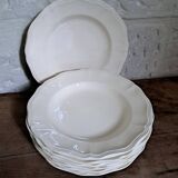 Set of 9 Sarguemines ivory soup plates