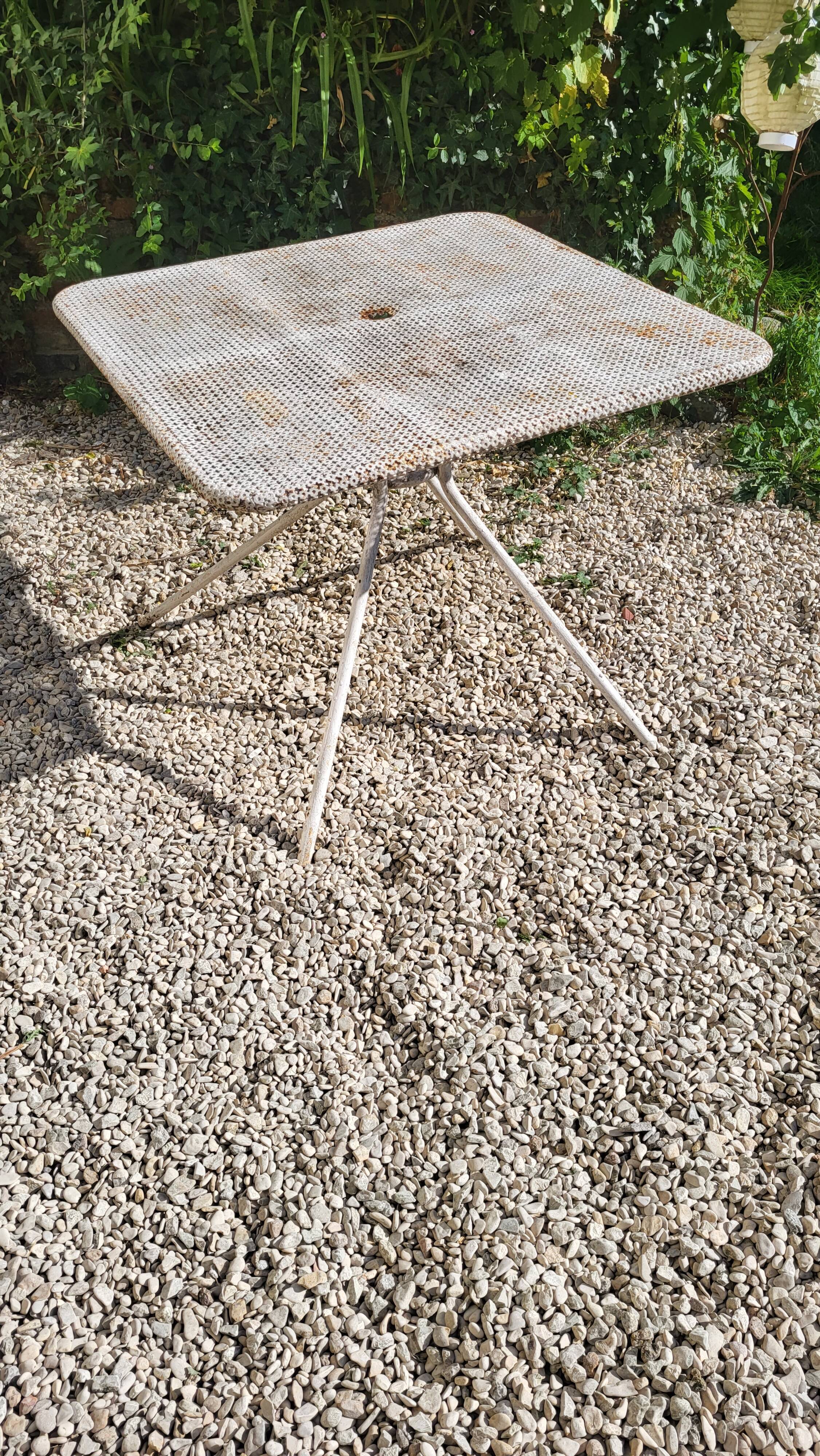 Perforated sheet metal garden table