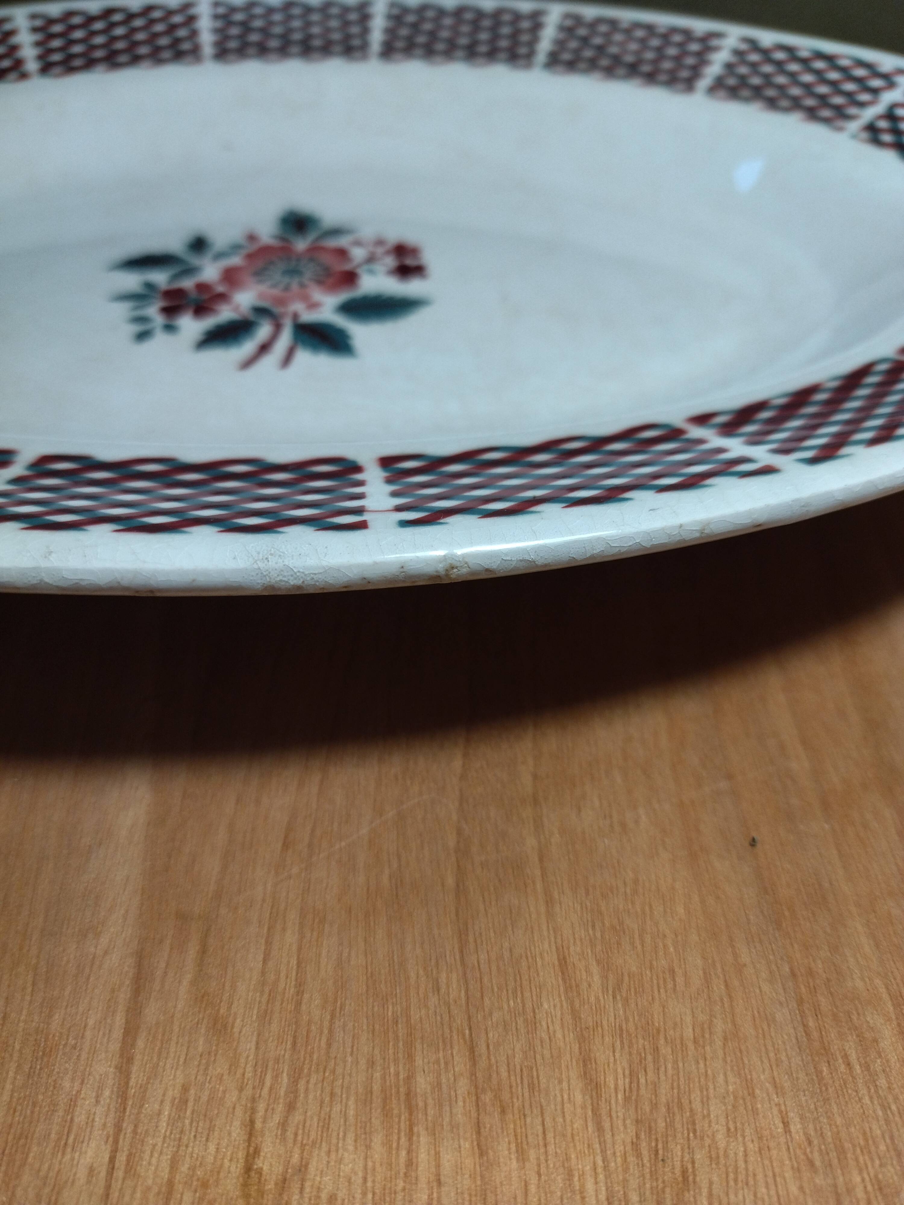 Ancien plat de service motifs fleurs  st amand vintage