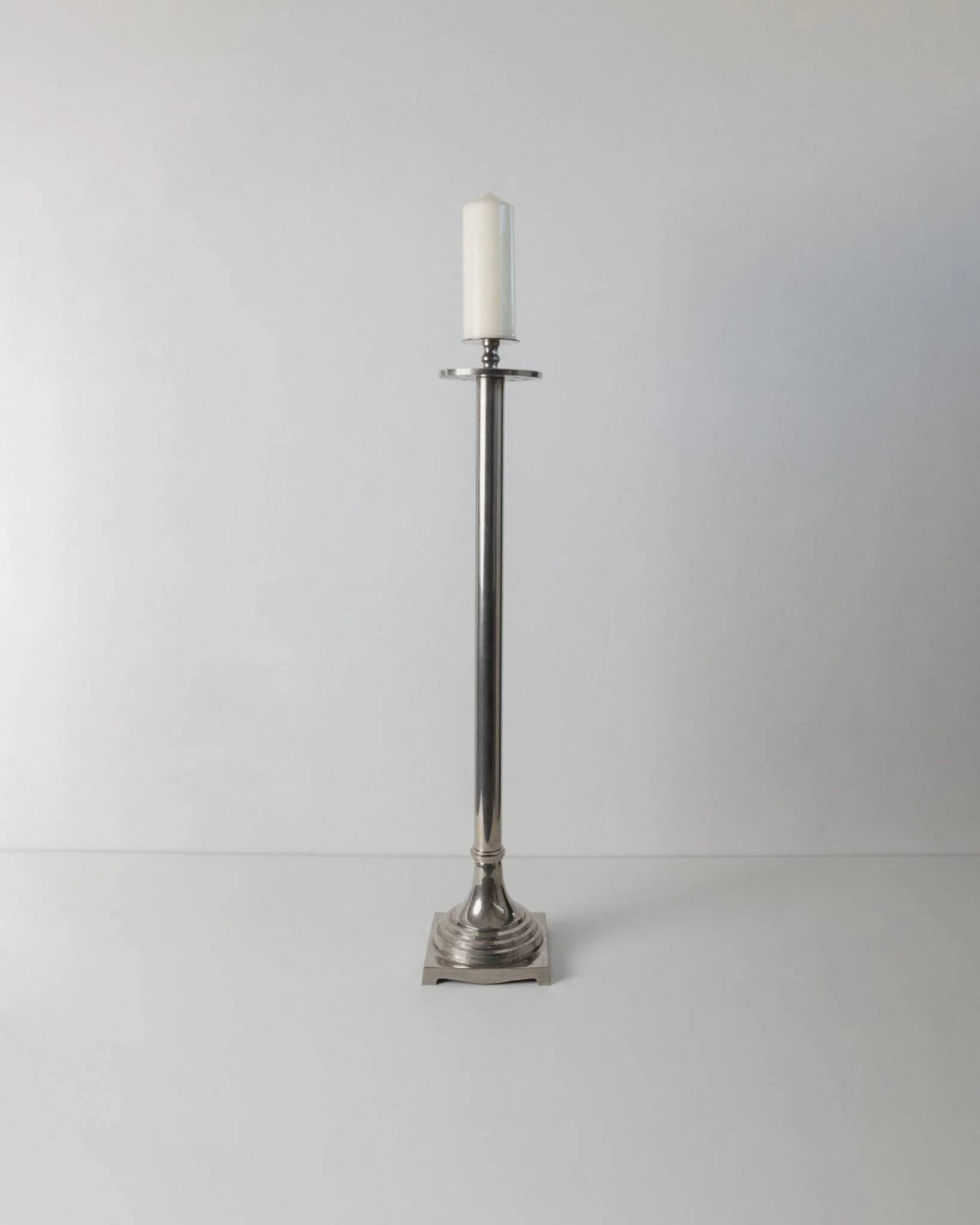 XXL vintage Art Deco candlestick - Chrome brass - Classic shape - Italy 1930s