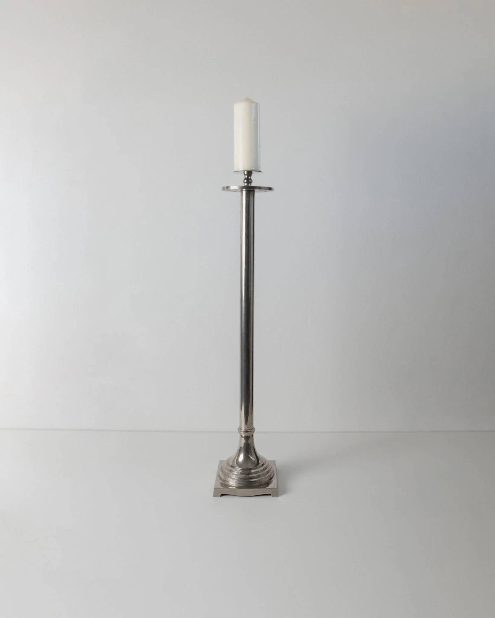 XXL vintage Art Deco candlestick - Chrome brass - Classic shape - Italy 1930s