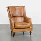 Vintage Armchair Made of Sheepskin Leather