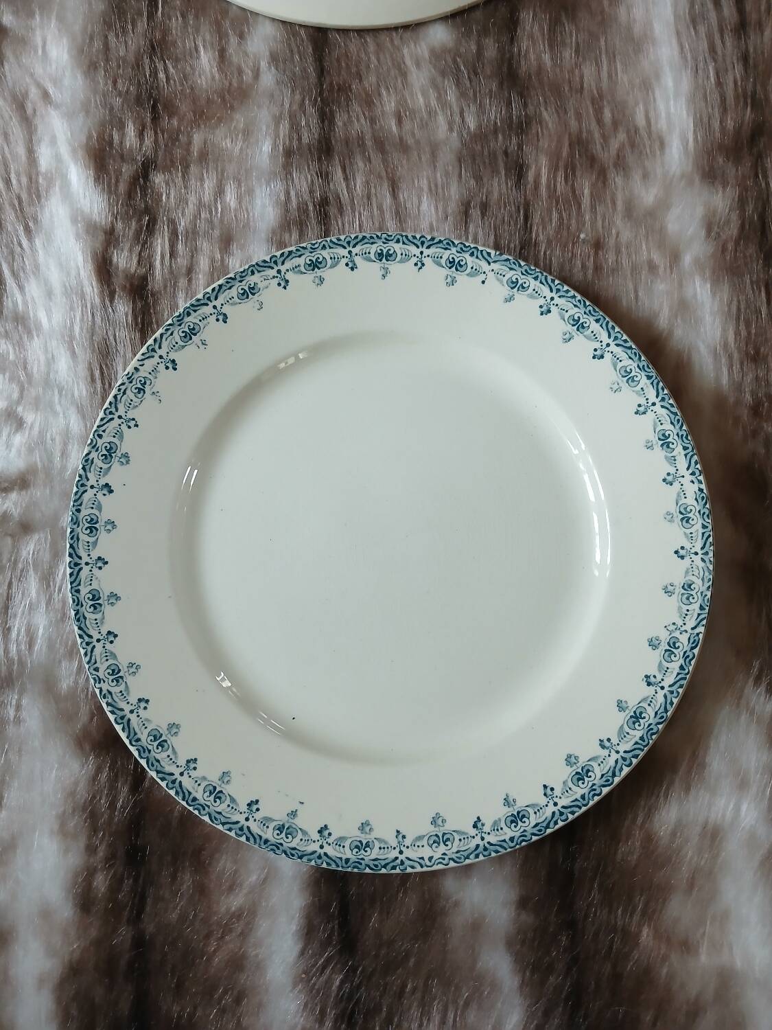 6 antique flat plates in ironstone Hb & Cie