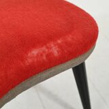 Scandinavian stool with red velvet and brass