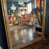 Miroir de cheminée d’époque napoléon iii en bois doré à décor de putti - xixe