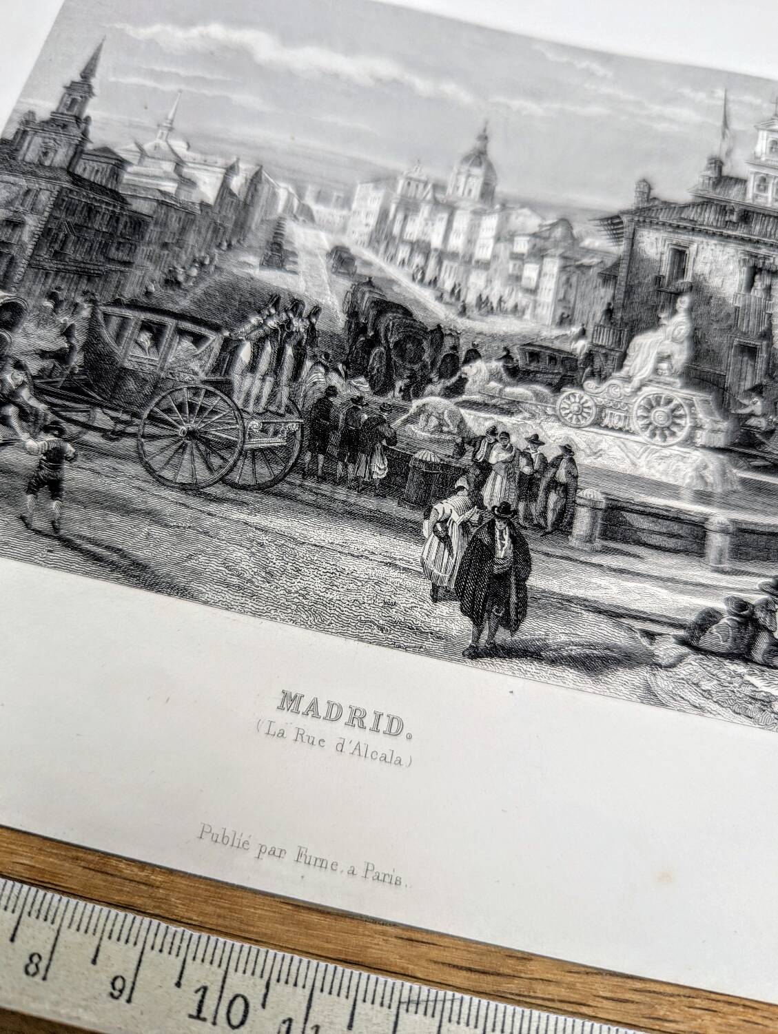 Madrid, Alcalá Street. Old engraving, printed in 1841.