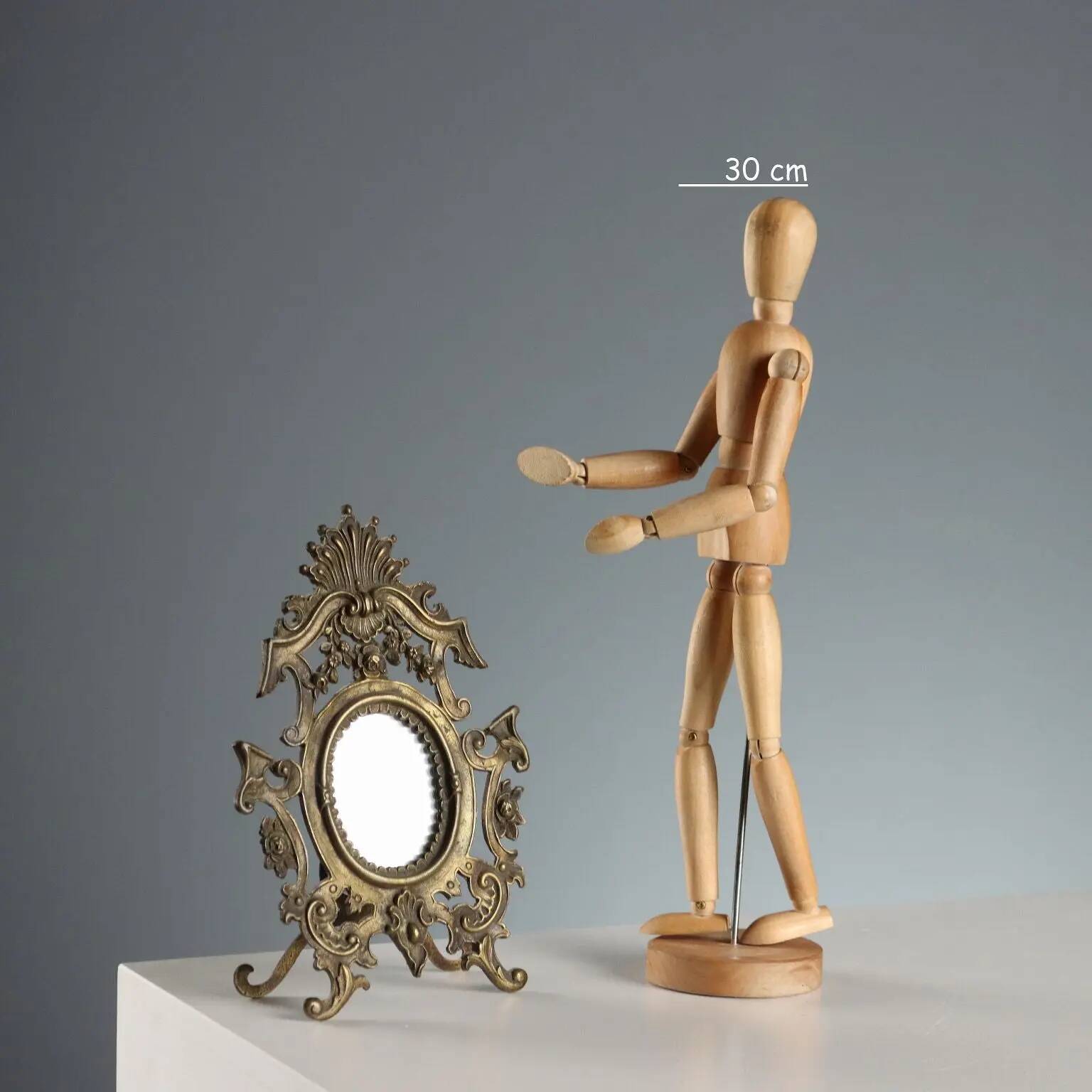 Antique table mirror in bronze, Italy, 19th-20th century