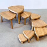 1970's oak nesting coffee table