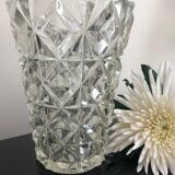 Vase taille diamant verre épais
