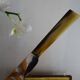 12 old Art Deco horn and stainless steel knives in case