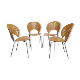 Set of Four Danish Trinidad Chairs, Designed by Nanna Ditzel for Fredericia Stolefabrik (Model 3298)