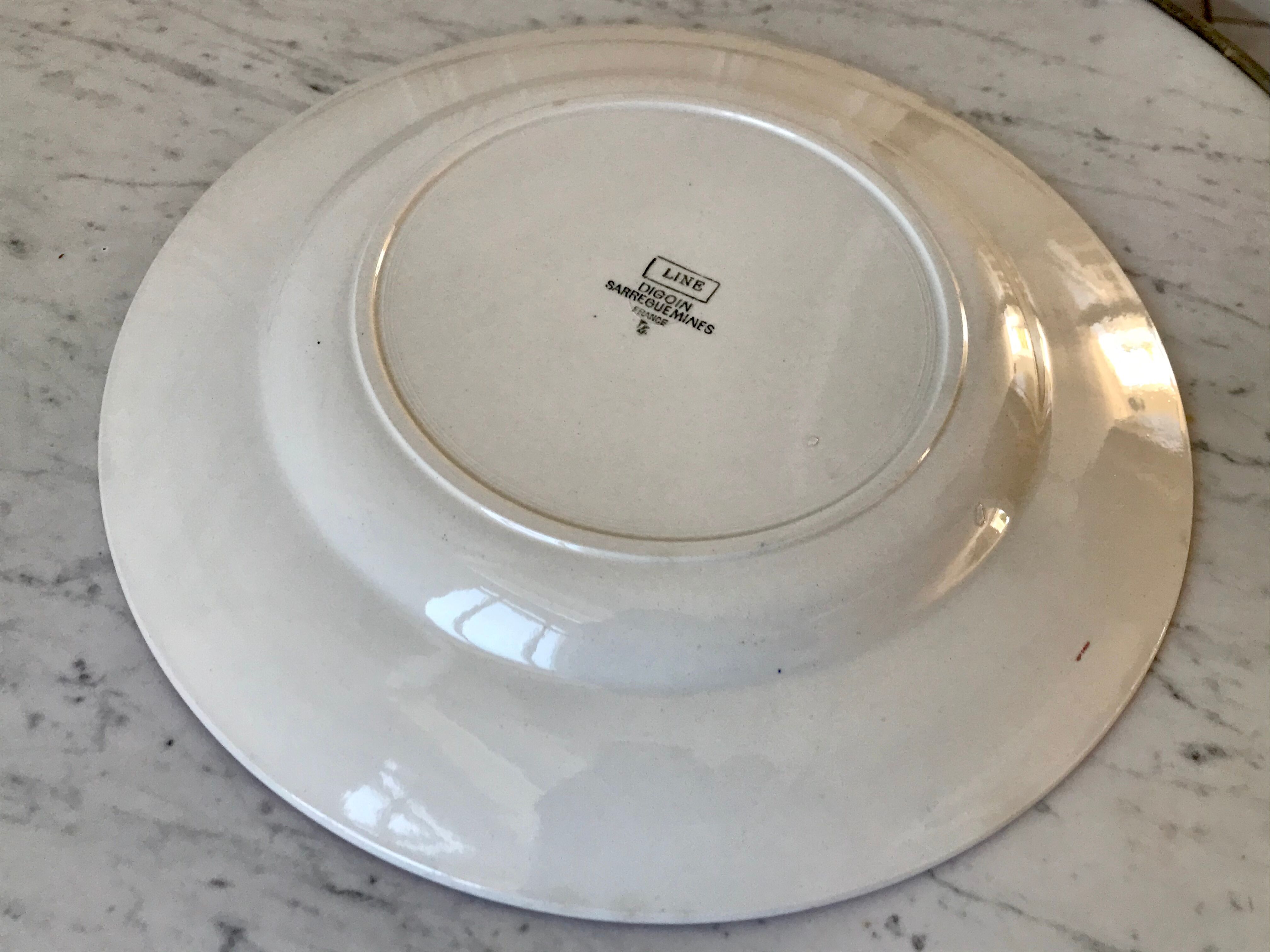 Round dish Digoin Sarreguemines model "Line" years 20-30