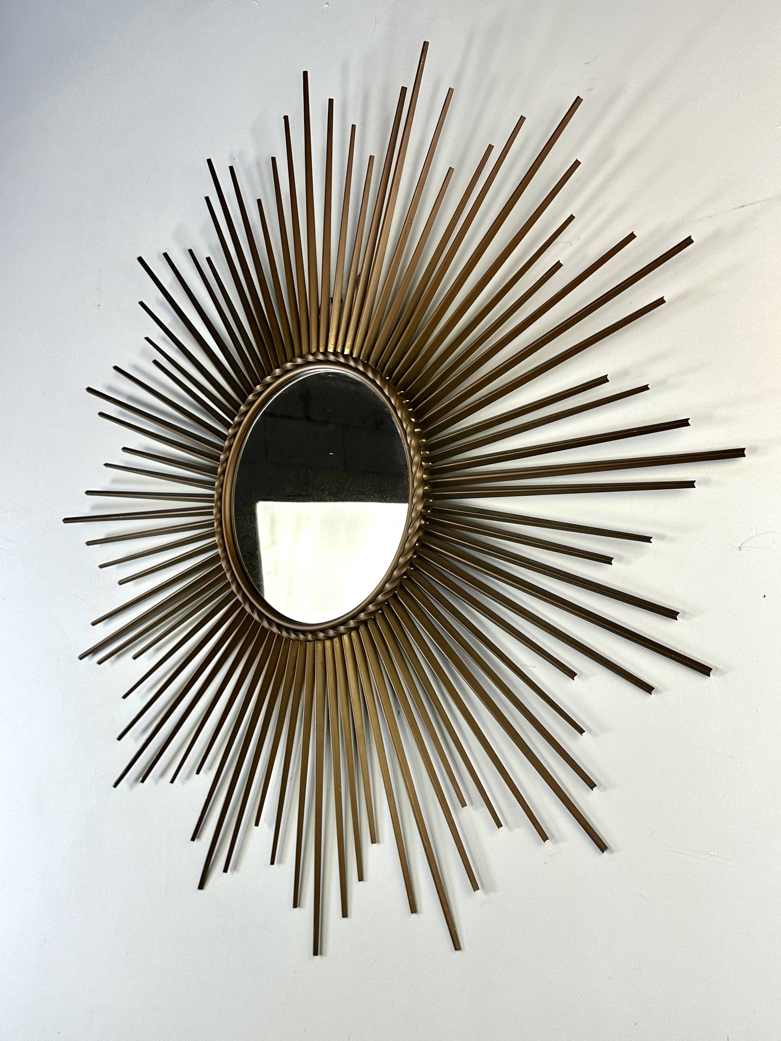 Sun Mirror Chaty Vallauris in gilded metal 1950s/60s