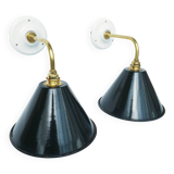 Antique enamelled sheet metal wall lights
