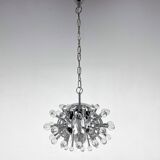 Unique Italian Space Age Chrome & Crystal Glass Chandelier, 1970s