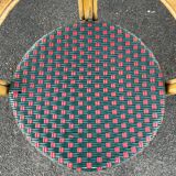 Pair of bistro chairs in bamboo and two-tone weaving