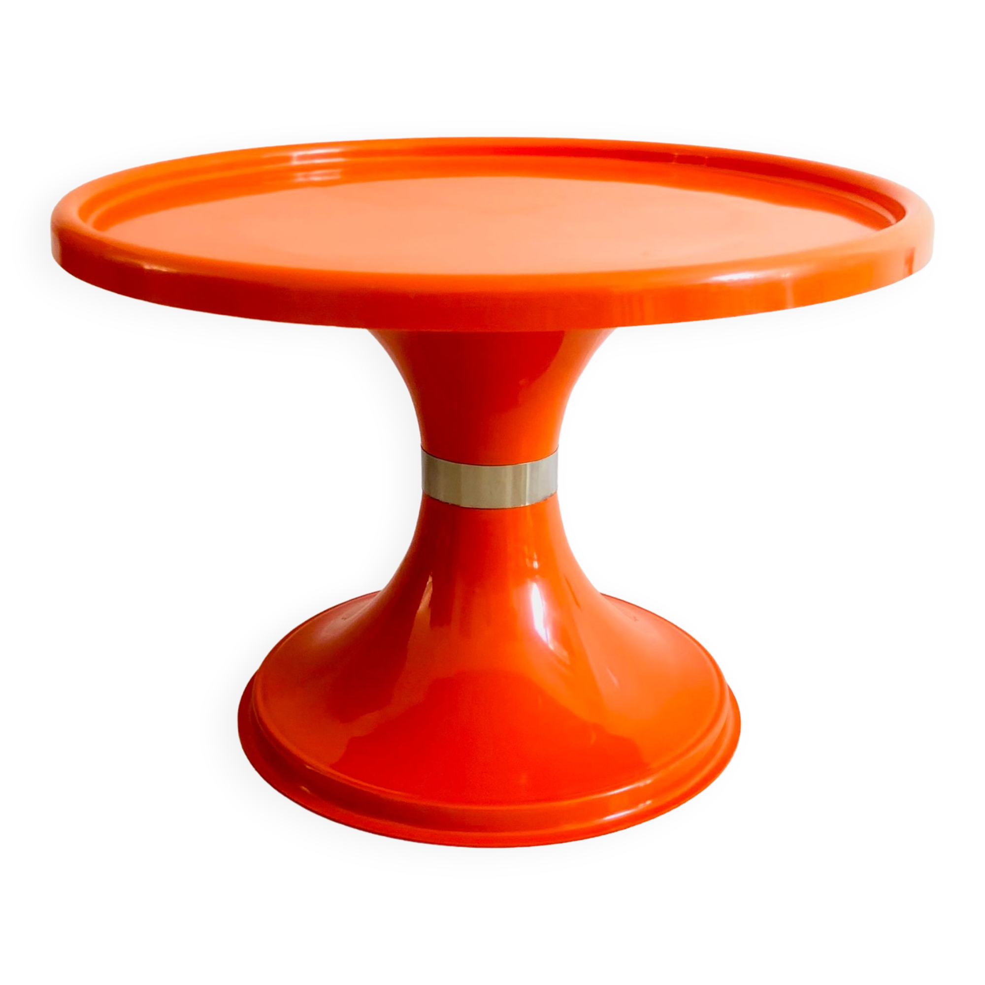 Orange round coffee table, Italy 60s