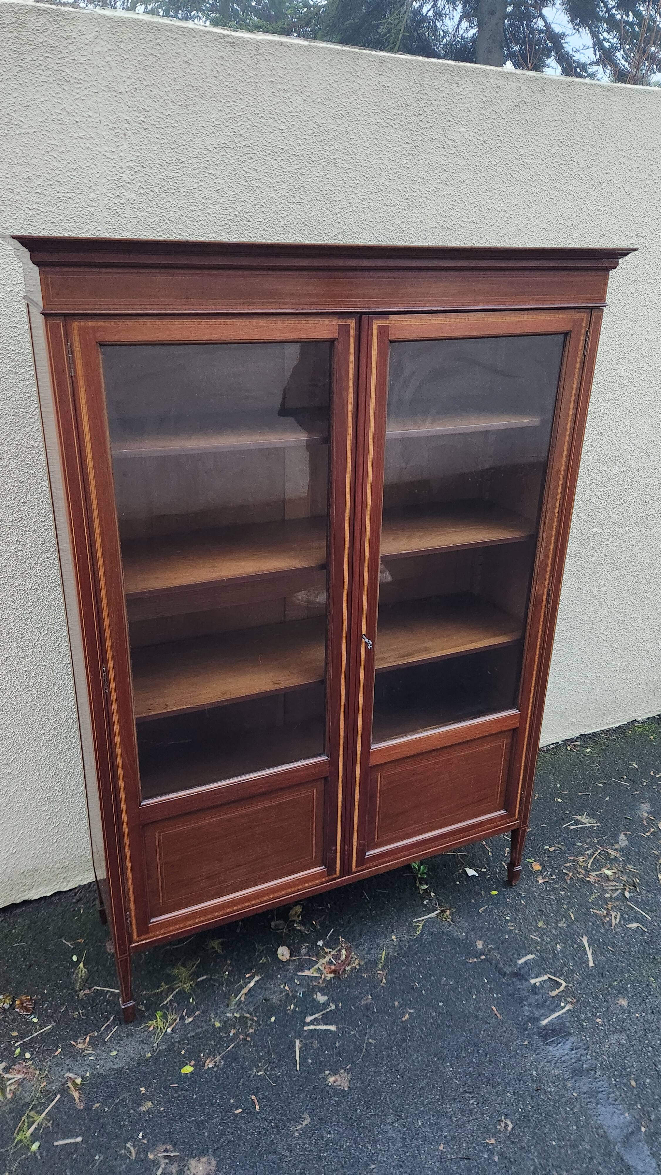 Antique glass-fronted Louis XVI library
