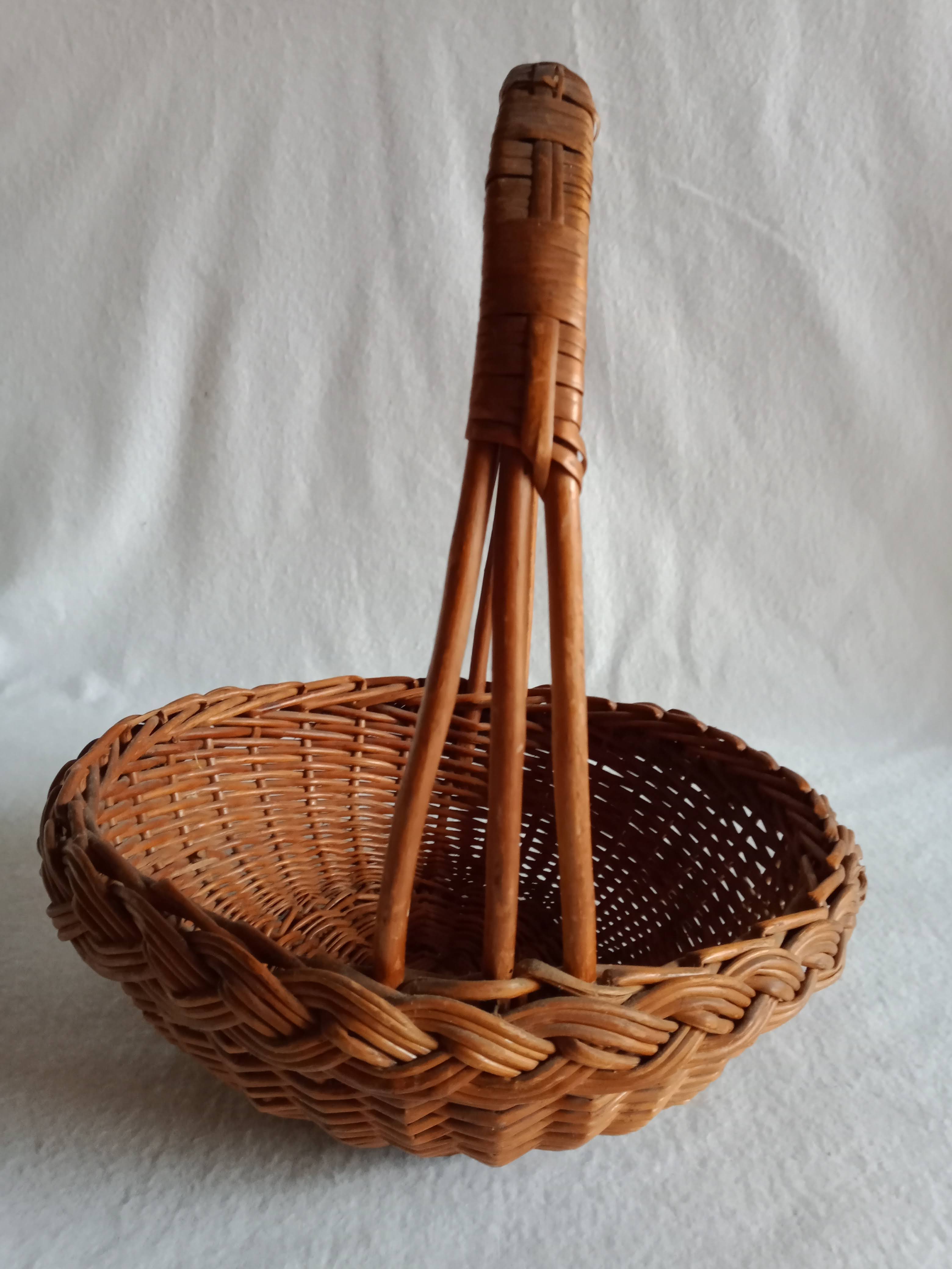 Old basket in braided wicker
