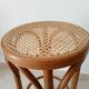 Vintage curved wooden high stool and tanned seat