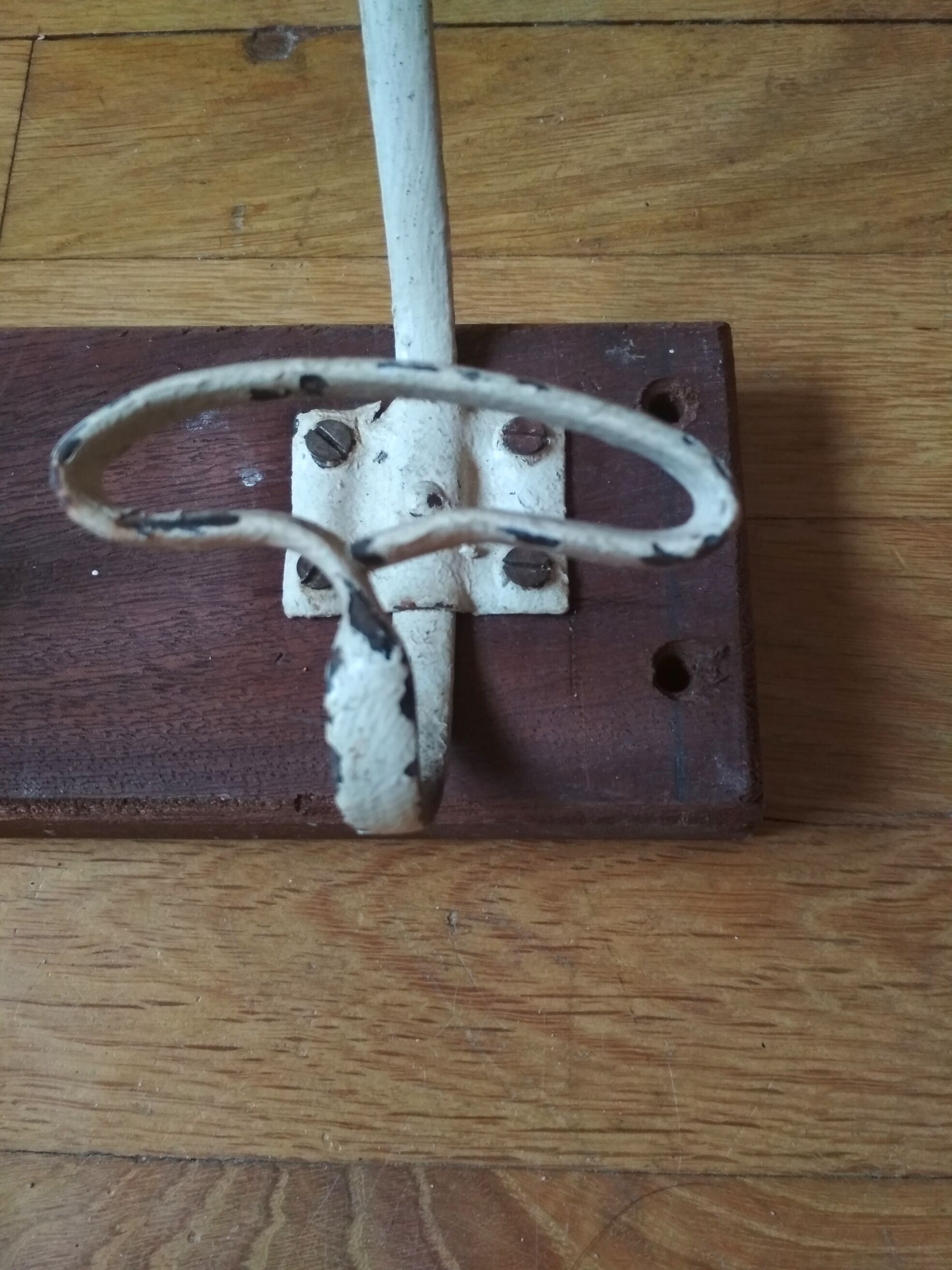 Antique vintage wooden and metal door coat-door country house coat-3 hooks