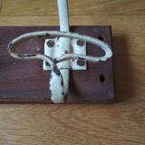 Antique vintage wooden and metal door coat-door country house coat-3 hooks