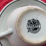 5 cups and 5 saucers La Louvière boch Belgium peasant scene art deco