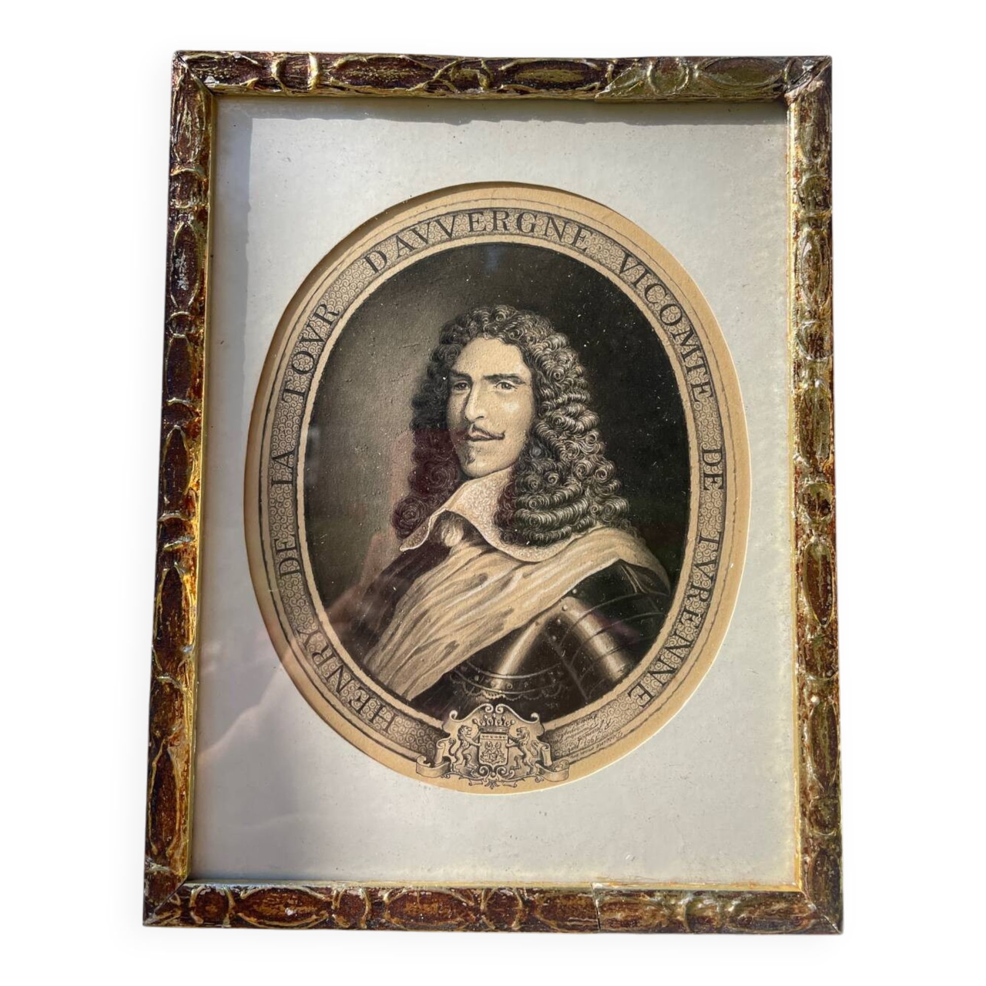Classic antique man portrait in gilded frame