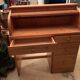Pine desk with sliding wooden curtain